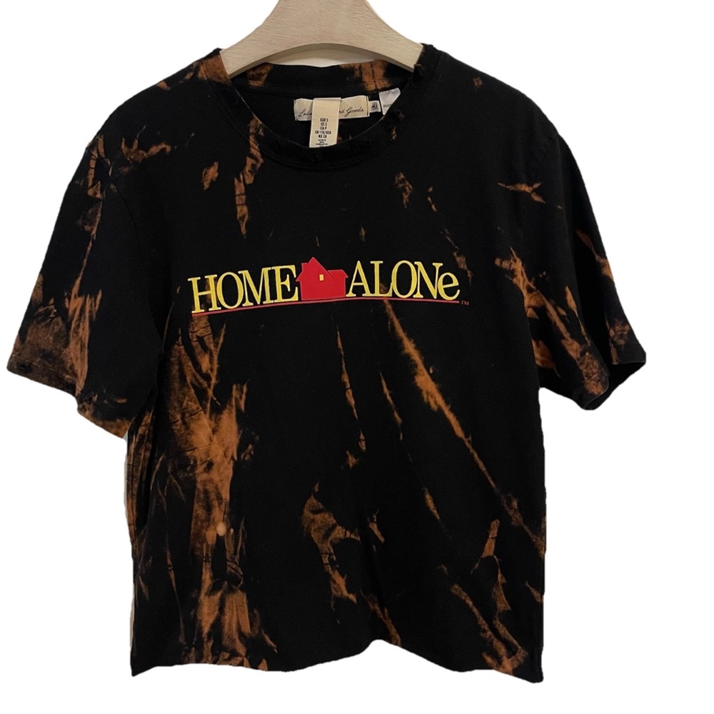 Home Alone Movie Shirt Tee CUSTOM Bleach Dye Distressed Cropped Small Mens